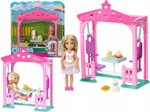 Barbie lalka chelsea huśtawka piknik w altance