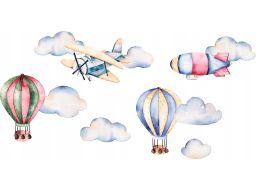 Naklejki pastelowe balony samoloty chmurki 250cm