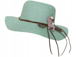 Dziewczęcy kapelusz letni z gumką plażowy miejski