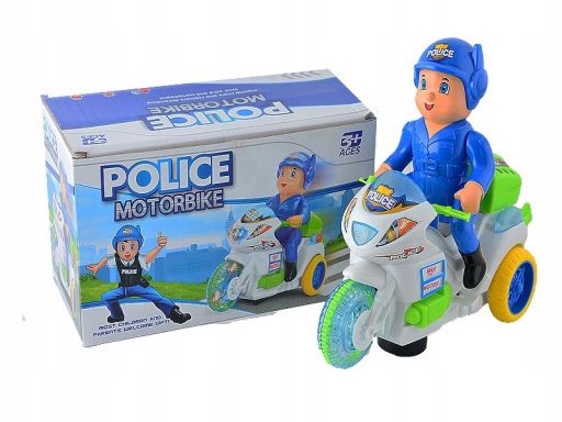 Chs wesoły motocyklista policjant na motorze