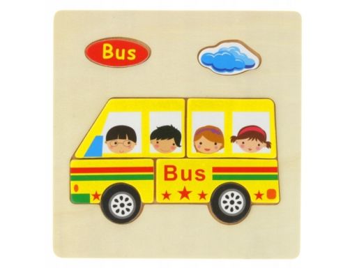 Drewniana układanka edukacyjna puzzle autobus