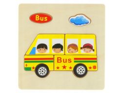 Drewniana układanka edukacyjna puzzle autobus