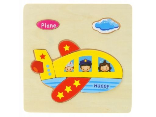 Drewniana układanka edukacyjna pojazd samolot