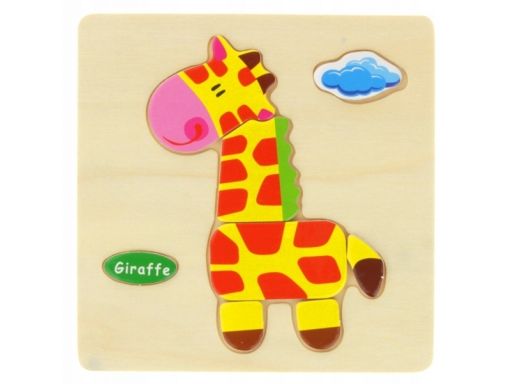 Drewniana układanka edukacyjna zwierzątko żyrafa