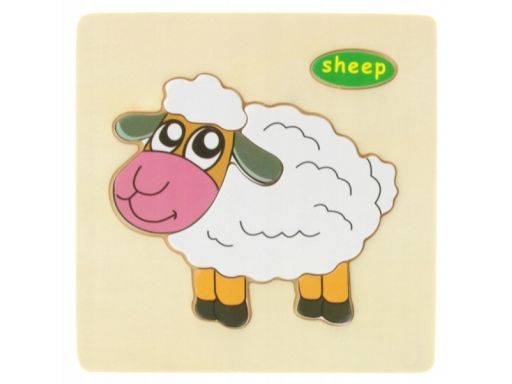 Drewniana układanka edukacyjna zwierzątko owca