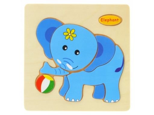 Drewniana układanka edukacyjna zwierzątko słoń