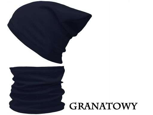 Czapka komin komplet bawełniany 48-56 granatowy
