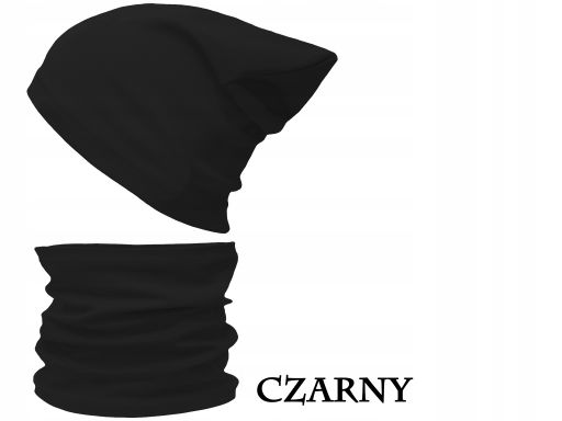 Czapka komin komplet bawełniany 48-56 czarny