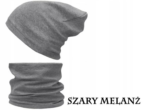 Czapka komin komplet bawełniany 48-56 szary