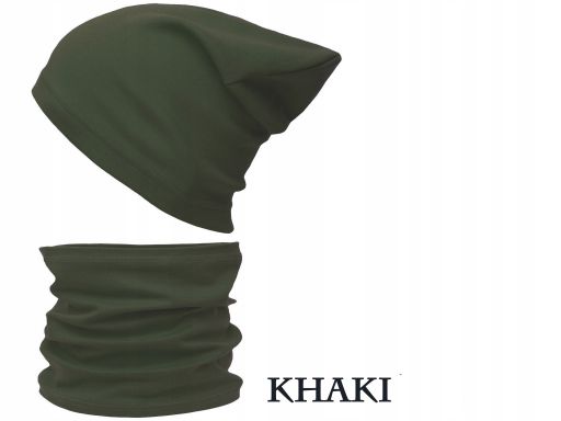 Czapka komin komplet bawełniany 48-56 khaki