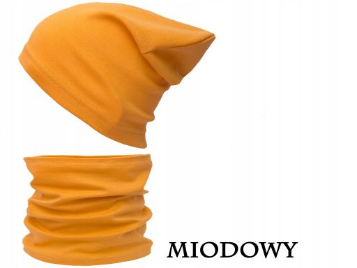 Czapka komin komplet bawełniany 48-56 miodowy