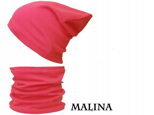 Czapka komin komplet bawełniany 48-56 malina