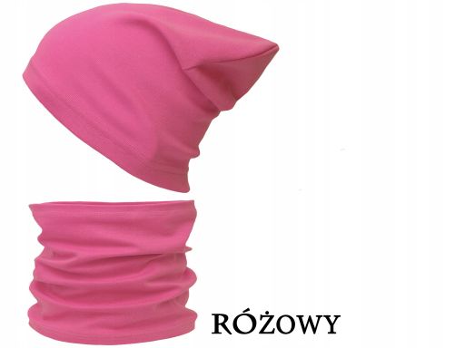Czapka komin komplet bawełniany 48-56 różowy