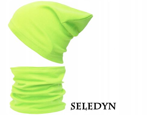 Czapka komin komplet bawełniany 48-56 seledyn