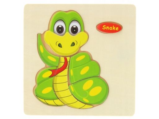 Drewniana układanka edukacyjna zwierzątko wąż