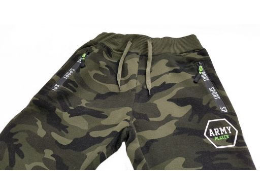 Ocieplone spodnie dresowe moro army player r 146