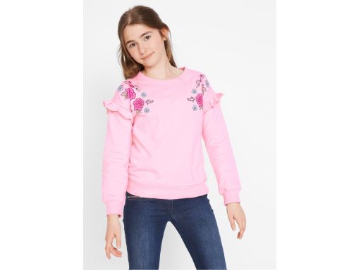 B.p.c. różowa bluza z falbankami, kwiatki 140/146