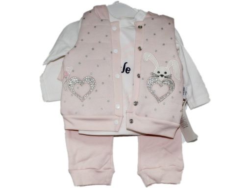 Mini love* - komplet serce zając 3 cz. 6-9 m