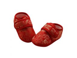 Eleganckie czerwone buciki kapcioszki 3-6 m 12*