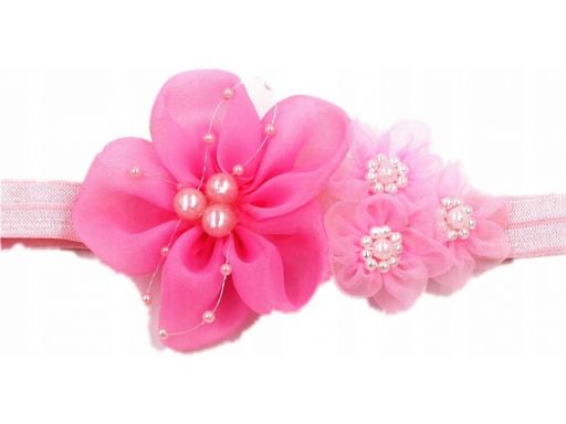 Urocza opaska szyfonowe kwiatki od 36 cm*