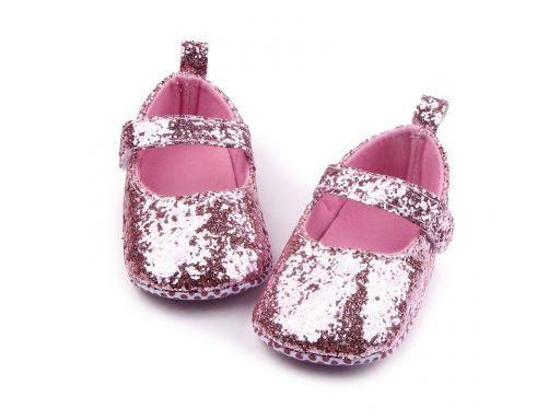 Przepiękne różowe buciki butki buty - 6-9 m 12