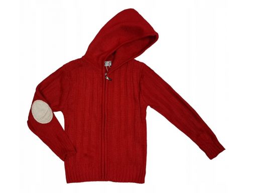 Sweter na zamek z kapturem r 4 - 104 cm red