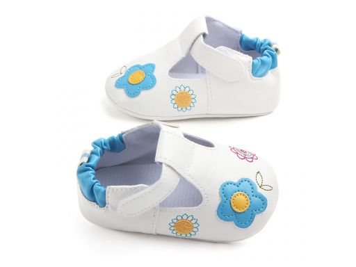 Przepiękne buciki buty z kwiatkiem- 6-9 m-cy(12)*