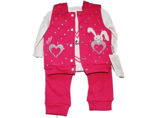 Mini love* - komplet serce zając 3 cz. 6-9 m