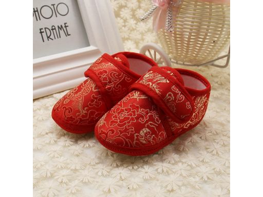 Eleganckie czerwone buciki kapcioszki 6-8 m 13*