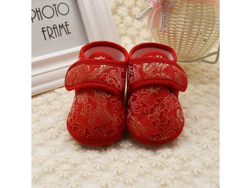 Eleganckie czerwone buciki kapcioszki 6-8 m 13*