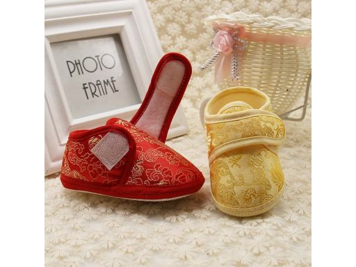 Eleganckie czerwone buciki kapcioszki 6-8 m 13*