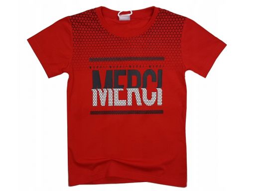 T-shirt koszulka merci r 8 -122/128 cm red