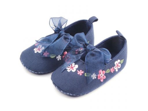 Granatowe balerinki w kwiatki- 6-9 m 12*