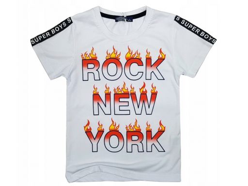 T-shirt koszukla fire rock r 4 - 98/104 biała