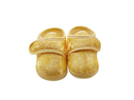 Eleganckie złote buciki kapcioszki 3-6 m-cy 12