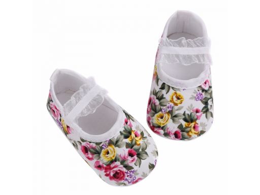 Przepiękne buciki w kwiatki - 6 m-cy*