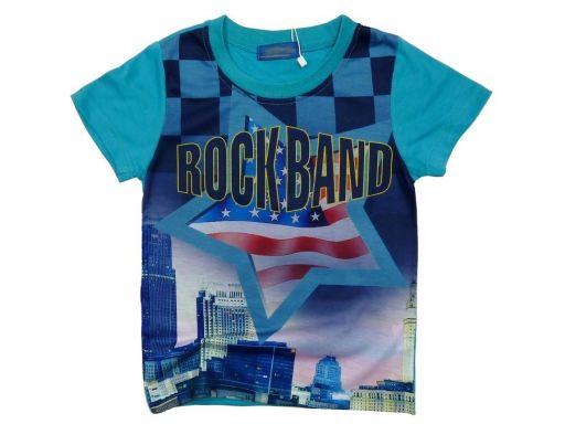 Bluzka t-shirt rock band 6 ok. 110 blue