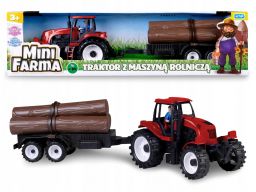 Traktor farmer z przyczepą mówiący po polsku farma