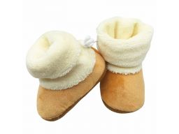 Beżowe cieplutkie buciki kozaczki - 3-6 m (12)*
