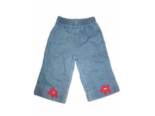 Spodnie jeansowe na gumce kwiatki r.74 *6087