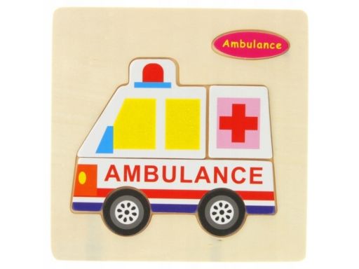 Drewniana układanka edukacyjna puzzle ambulans