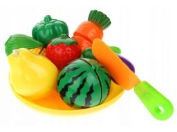 Zestaw warzywa i owoce do krojenia rzep nóż talerz