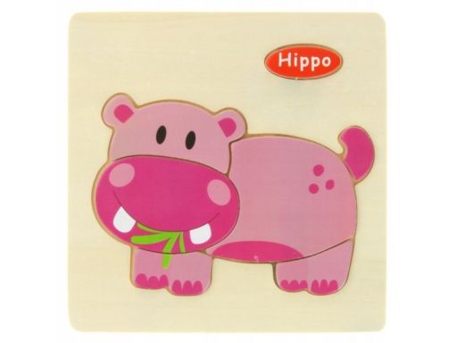 Drewniana układanka edukacyjna hipopotam