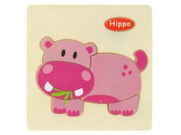 Drewniana układanka edukacyjna hipopotam