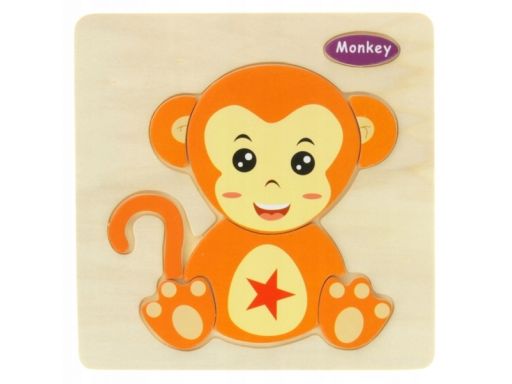 Drewniana układanka edukacyjna zwierzątko małpka