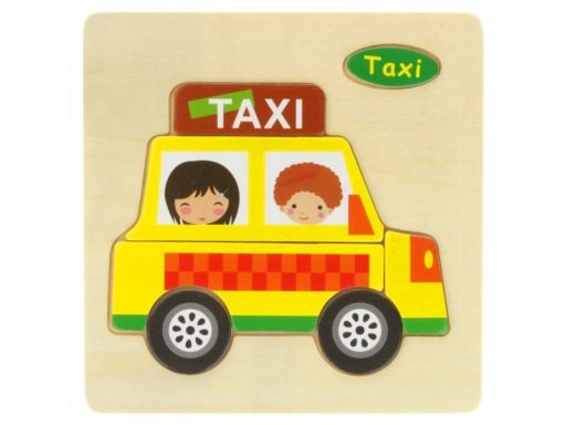 Drewniana układanka edukacyjna pojazd taxi