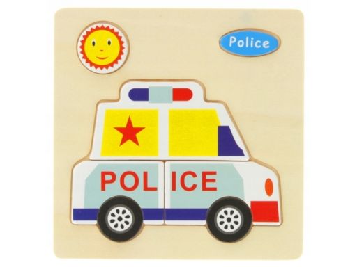 Drewniana układanka edukacyjna pojazd policja