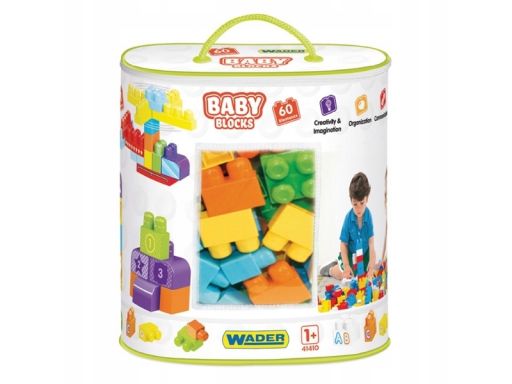 Baby blocks torba 60 szt klocki dla maluszka wader