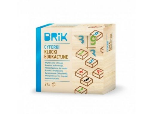 Klocki drewniane edukacyjne cyferki 27 szt 54 cyfr