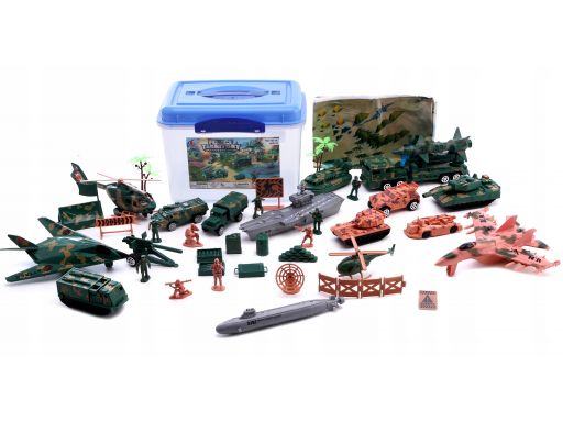 Duży zestaw militarny w pudełku wojsko czołg